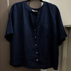 C&C California Dark Blue Linen Shirt